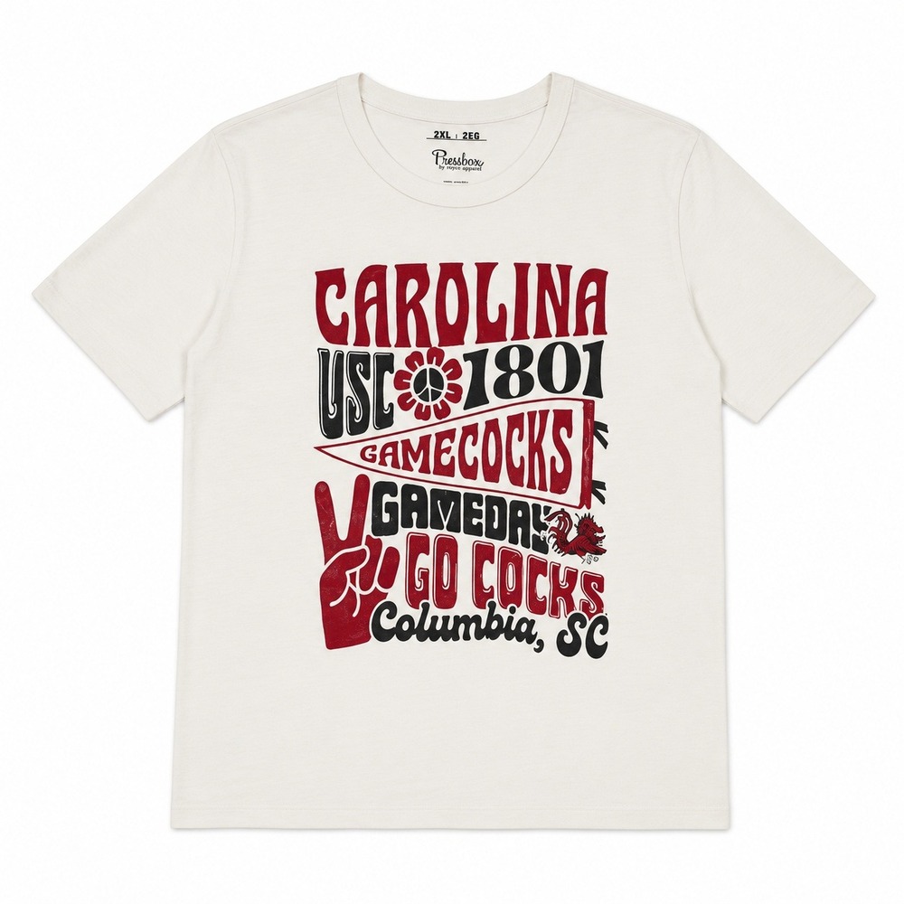 Pressbox South Carolina Gamecocks T-Shirt Womens Size 2XL White Graphic Slub Tee